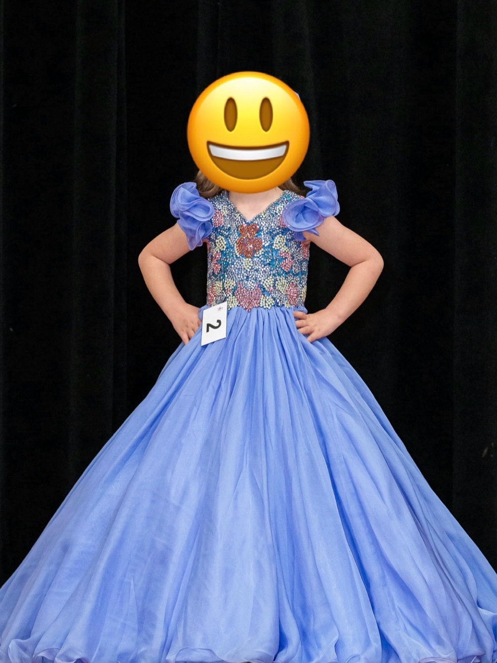 Sparkle Bodice Blue Pageant Dress for Girls